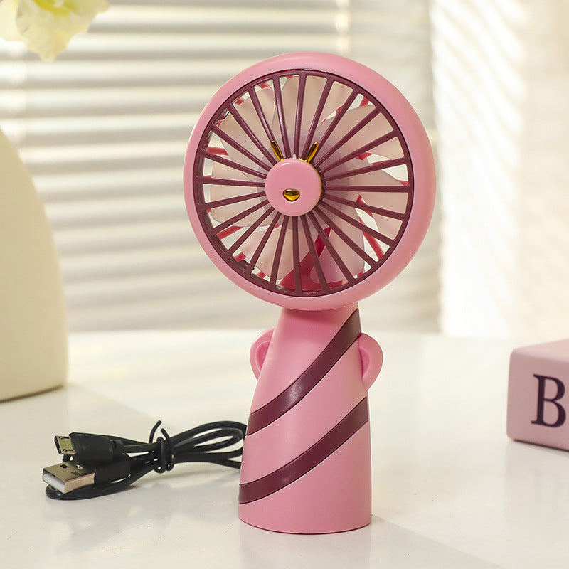 Women's Portable Handheld Fan with Ergonomic Grip and Cute Animal Design Bowlift