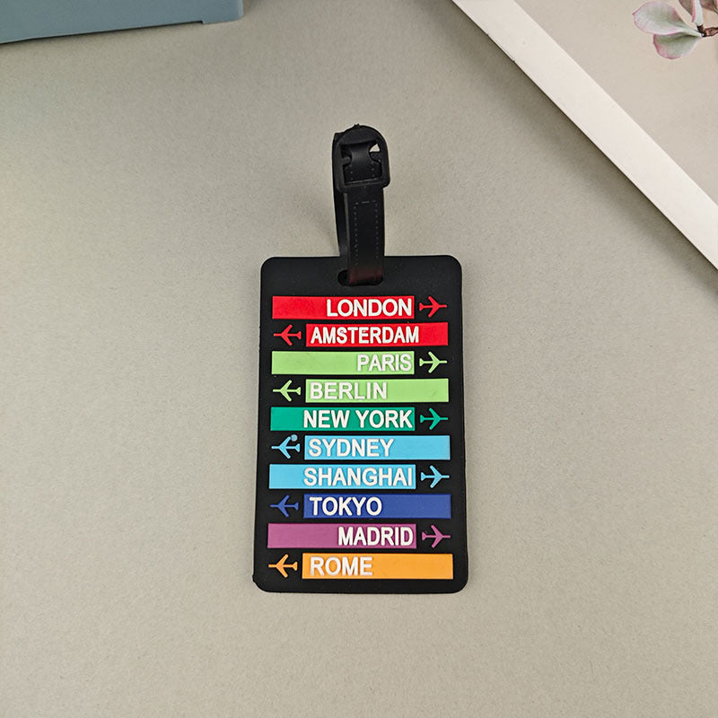 Unisex luggage tag with international travel destinations Bowlift