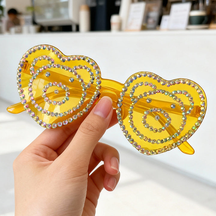 Heart-Shaped Rhinestone Sunglasses Bowlift