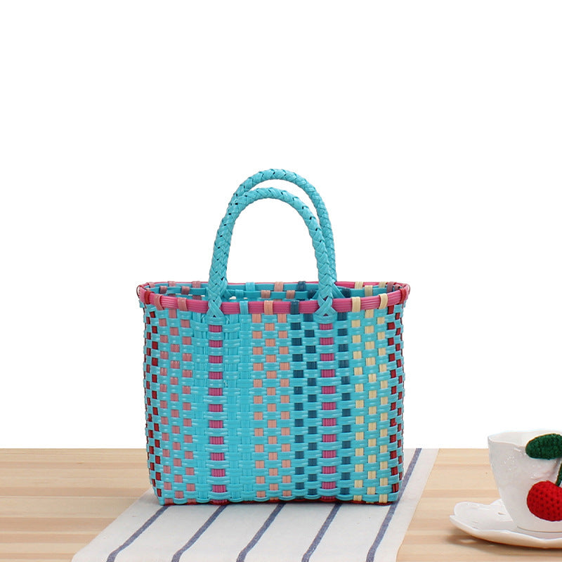 Braided Tote Bag with Colorful Design and Sturdy Handles Bowlift