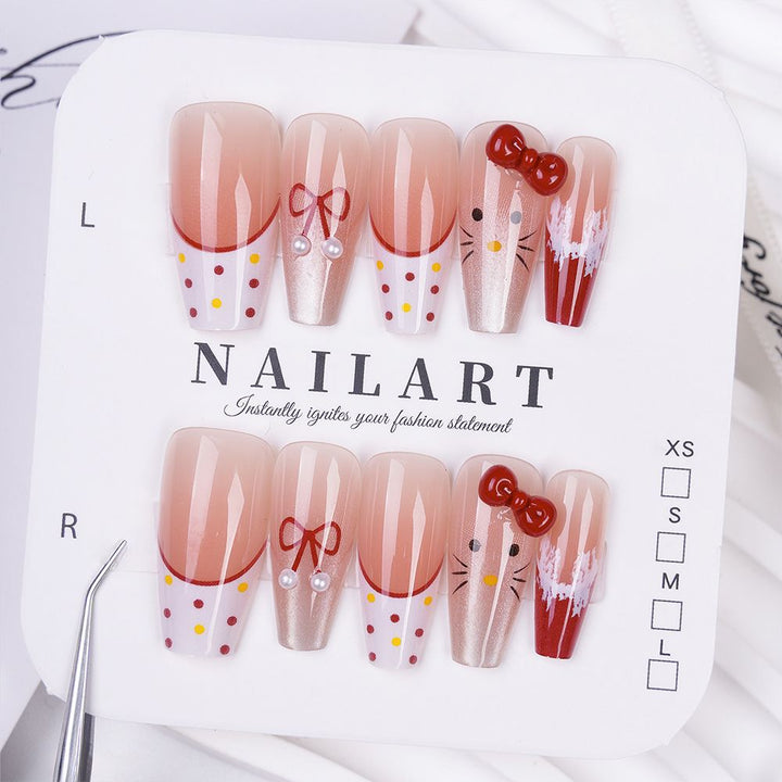 Glamorous artificial nails with playful 3D designs Bowlift