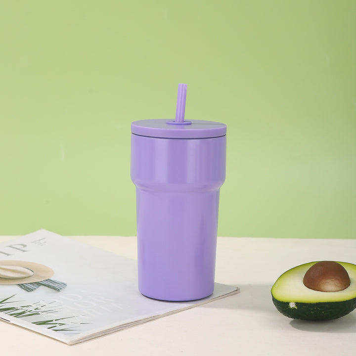 Unisex Insulated Drinking Cup with Dust Protection Lid and Straw Bowlift