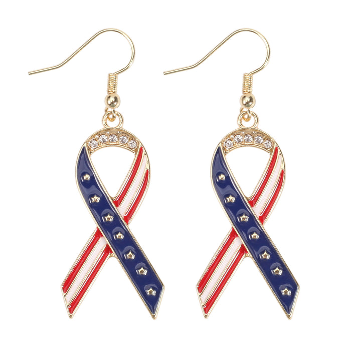 Women's filigree earrings in flag design with crystal stripes and enamel trim Bowlift