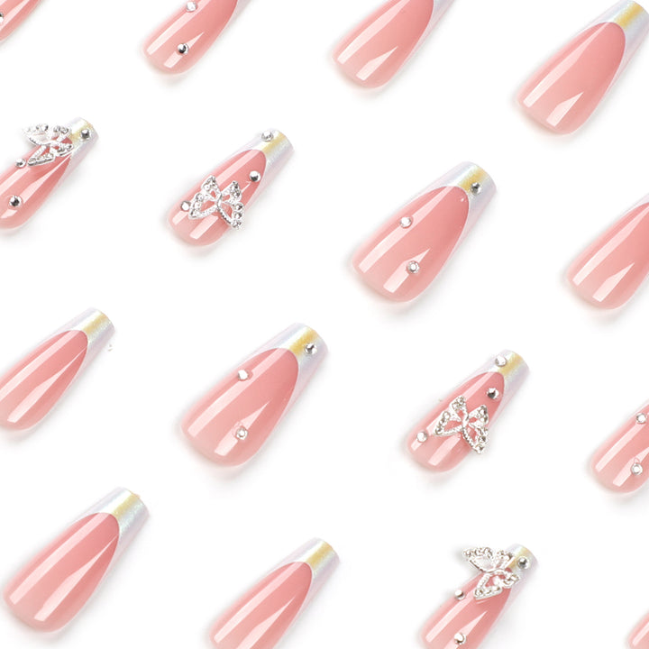 Artistic Gel Nails with Rhinestone Decorations Bowlift