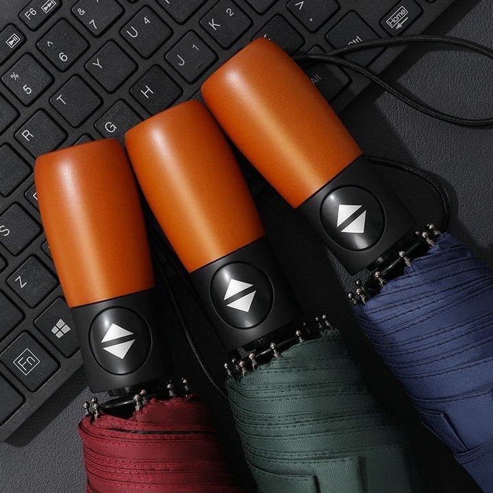 Compact Windproof Automatic Travel Umbrella with Wooden Handle Bowlift