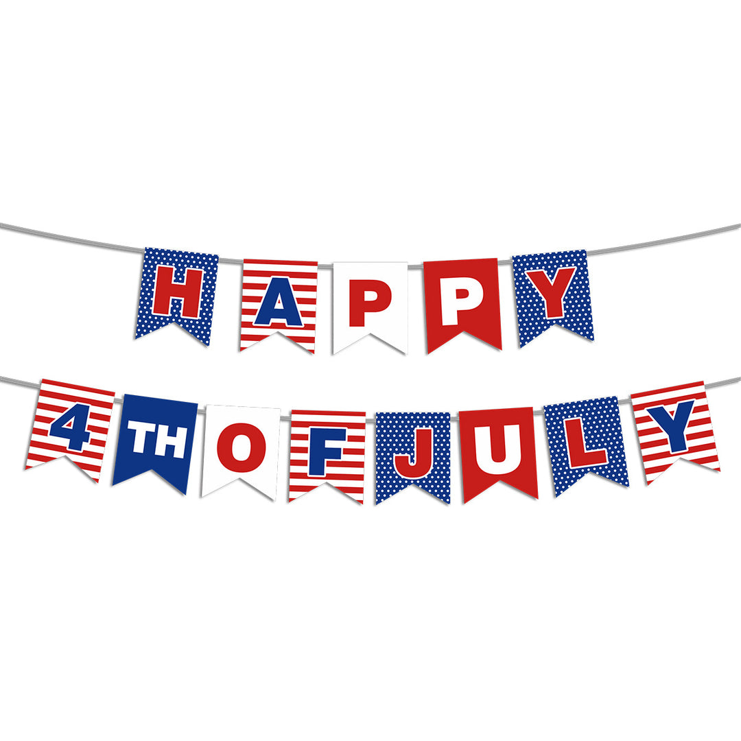Unisex hanging party decoration hanger with spirals, patriotic symbol pendants and hanging loops Bowlift