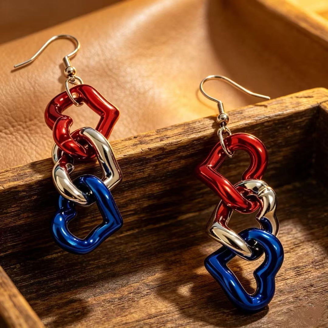 Women's Statement Earrings made of enamel with star and stripe motif and crystal embellishment Bowlift