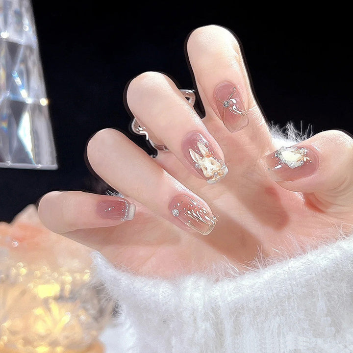 Glamorous Stiletto Press-On Nails with Crystal Accents Bowlift