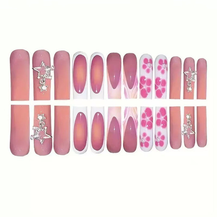 Decorative Floral Press-On Nails Bowlift
