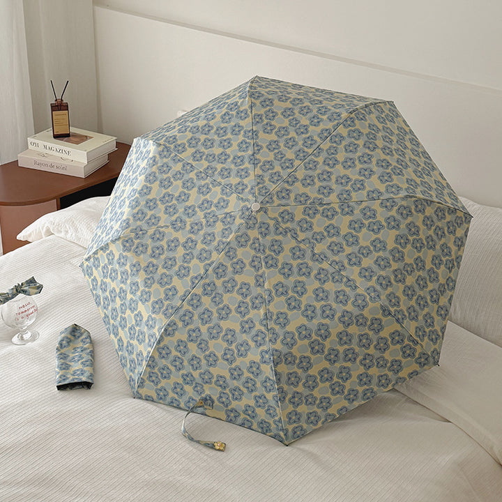 Ladies Collapsible Umbrella with Elegant Floral Pattern Bowlift