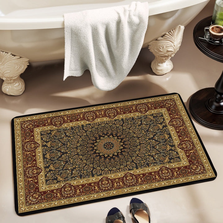 Vintage Floral Design Bath Mat Bowlift