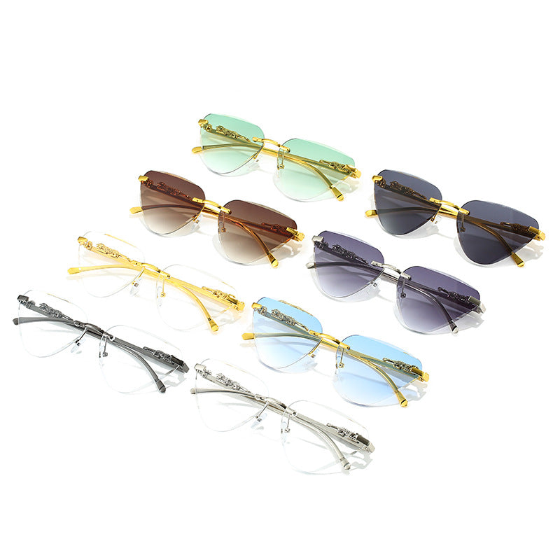 Women's Designer Sunglasses with Creative, Triangular Frame and Elegant Gold Accents Bowlift