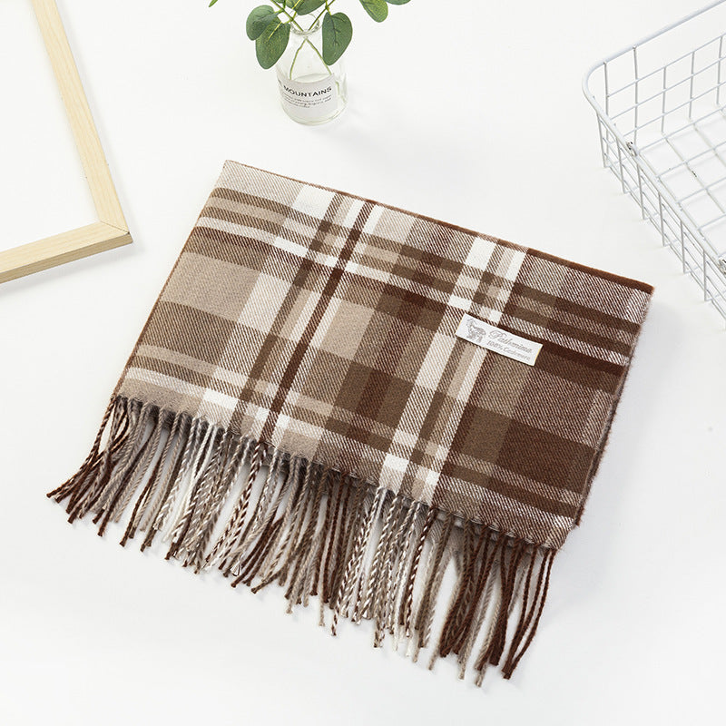 Women Plaid-Fringe Scarf made of soft material Bowlift