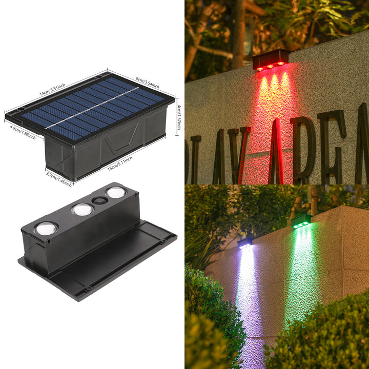 Outdoor Solar RGB Wall-Mounted Accent Lights With Dual-Beam Waterproof Design Bowlift