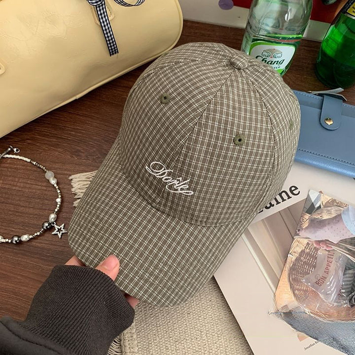 Women's Casual Checkered Baseball Cap Bowlift