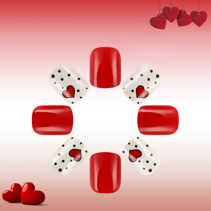 Heart-Embellished Press-On Nail Set Bowlift 1787543006