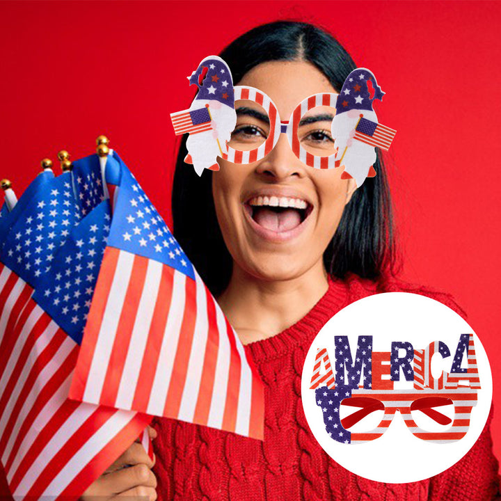 Unisex nan novelty hand-shaped patriotic party eye glasses with finger-frame design Bowlift