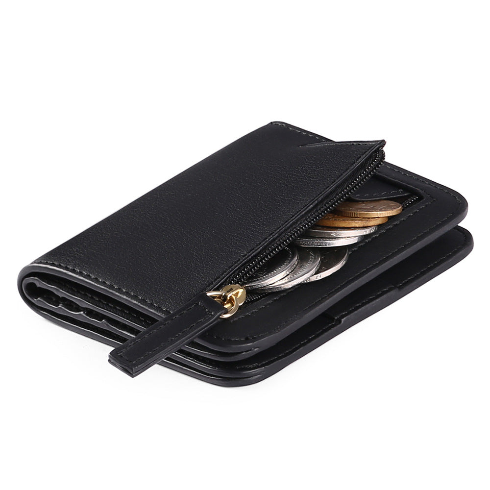 Compact Saffiano Card and Coin Wallet with Zipper Pocket Bowlift