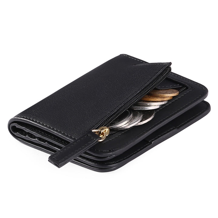 Compact Saffiano Card and Coin Wallet with Zipper Pocket Bowlift