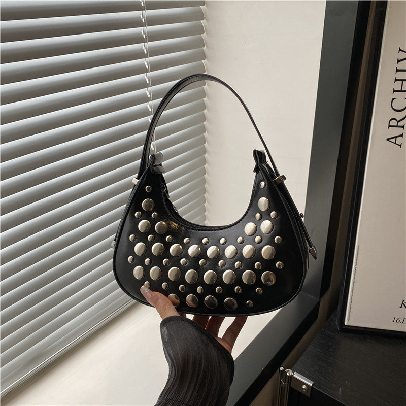 Studded Leather Hobo Bag Bowlift