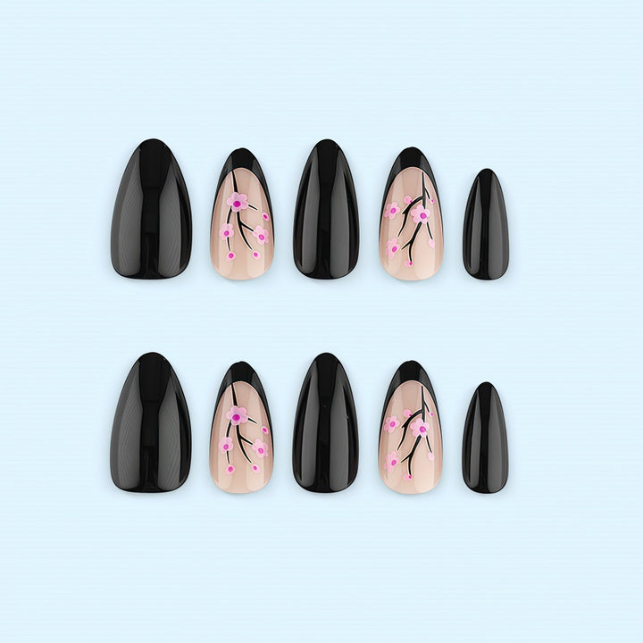Trendy Artificial Nails with Floral Accents Bowlift