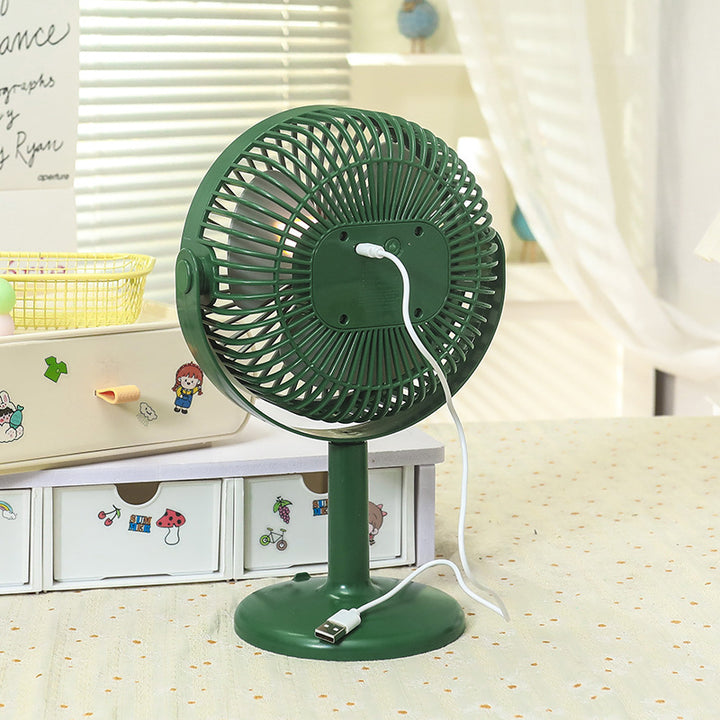 Unisex portable battery-operated table fan with integrated LED light, adjustable head, and USB charging function Bowlift