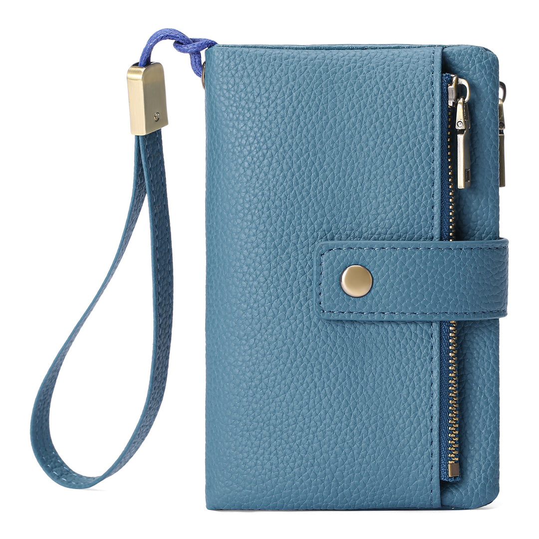 Compact Pebbled Leather Wristlet Wallet Bowlift