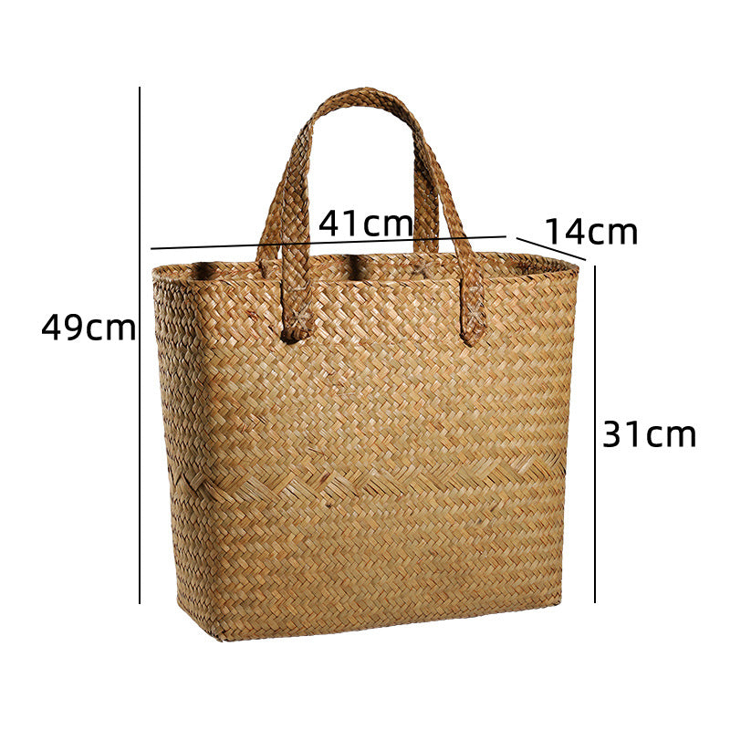 Premium Handwoven Natural Storage Tote Bowlift