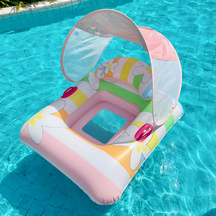 Inflatable Pool Lounger with Sun Canopy Bowlift