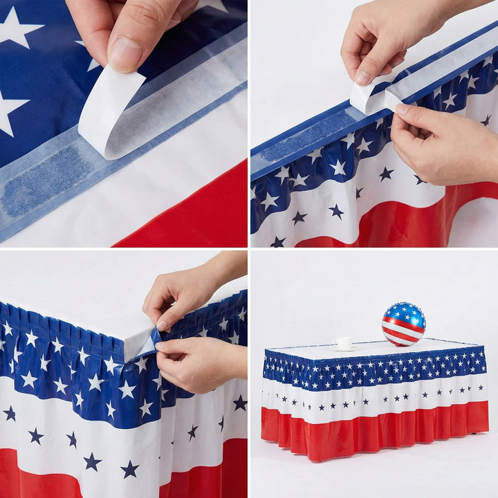 Unisex decorative tablecloth skirt with elastic waistband and star border for party tent and buffet tables Bowlift