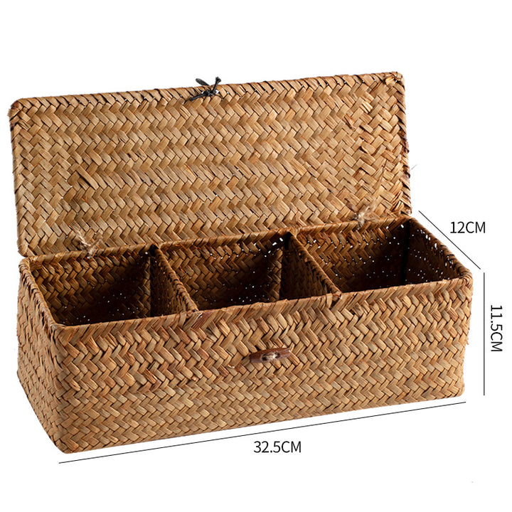 Handcrafted Rectangular Woven Storage Box with Dividers Bowlift