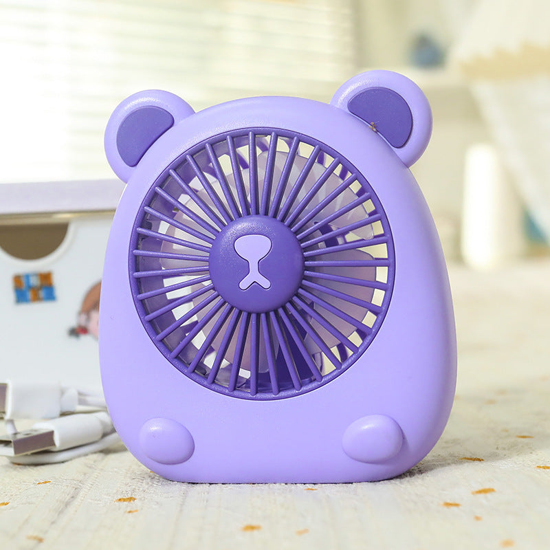 Ladies Portable Hand Fan with Creative Bear Design Bowlift