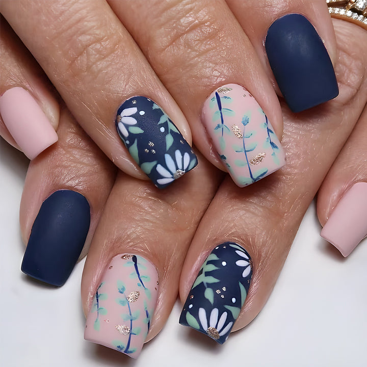 Artistic Floral Gel Nail Art Bowlift