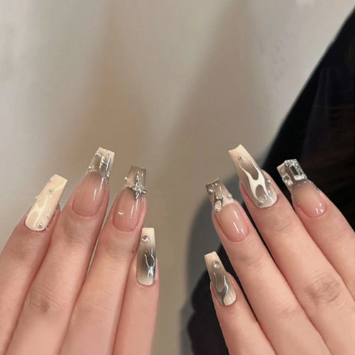 Artful nail extensions with trendy shine and design Bowlift