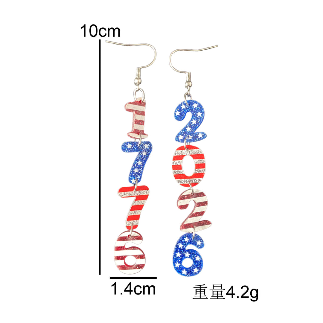 Women's nan glitter layered number cascade dangle earrings with French hooks Bowlift