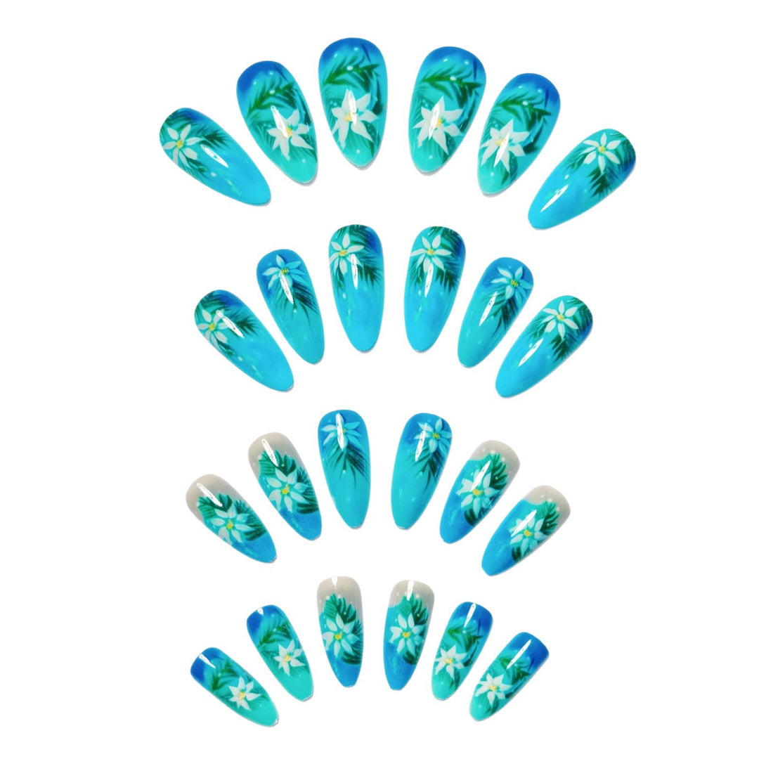 Creative Art Nails with Blooming Flower and Leaf Design Bowlift