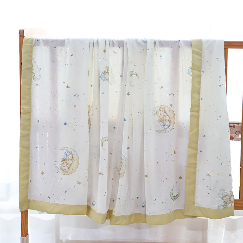 Unisex Nan cozy baby blanket made of cotton muslin with breathable filling and satin edge Bowlift
