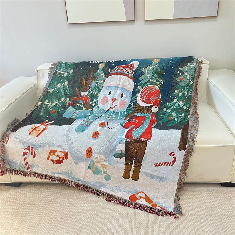 Cozy Holiday-Themed Tapestry Blanket