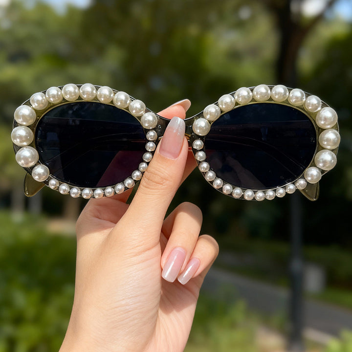 Decorative Pearl Frame Sunglasses Bowlift