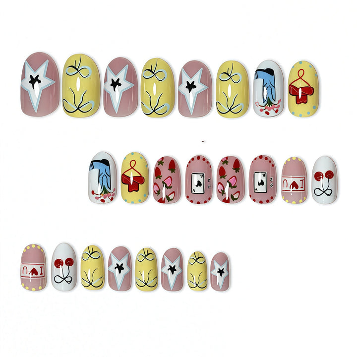 Thematic Hand-Painted Nail Art Extensions Bowlift