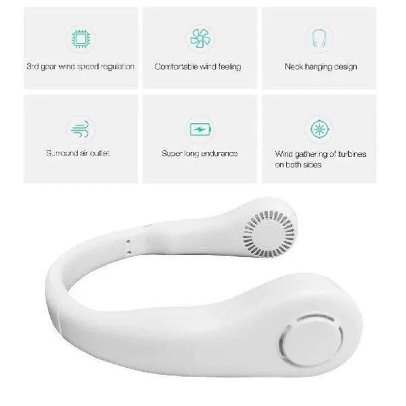 Unisex one size ergonomic U-shaped portable neck cooling fan with bladeless airflow Bowlift