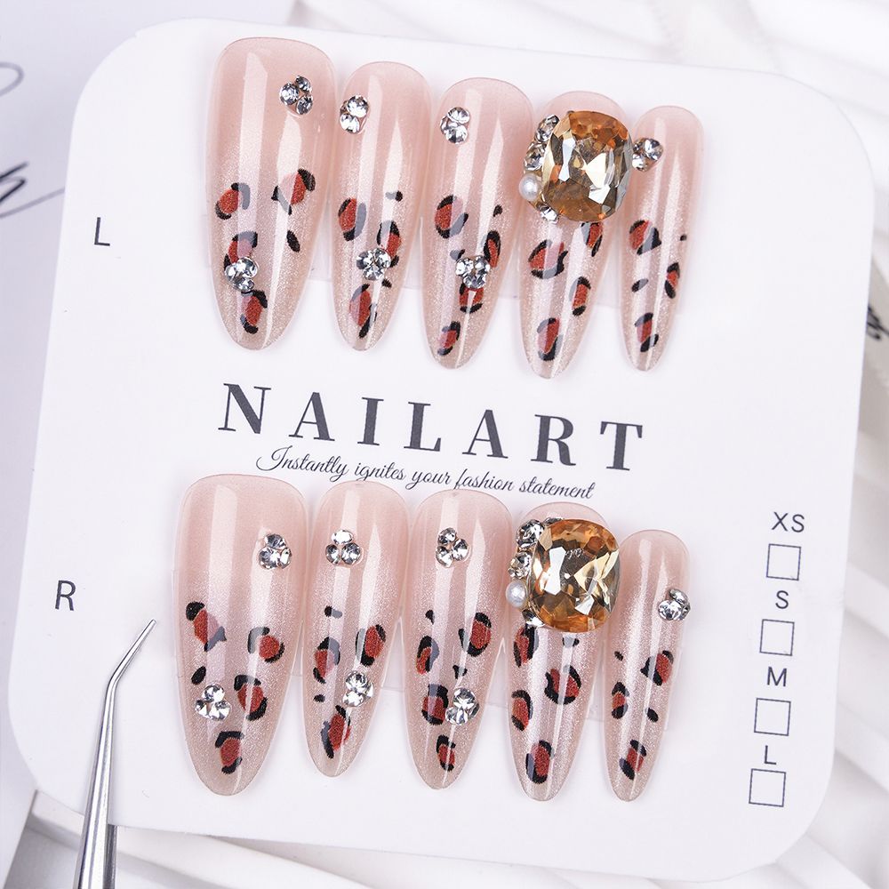 Artistic Press-On Nail Set with Cute Character Designs Bowlift