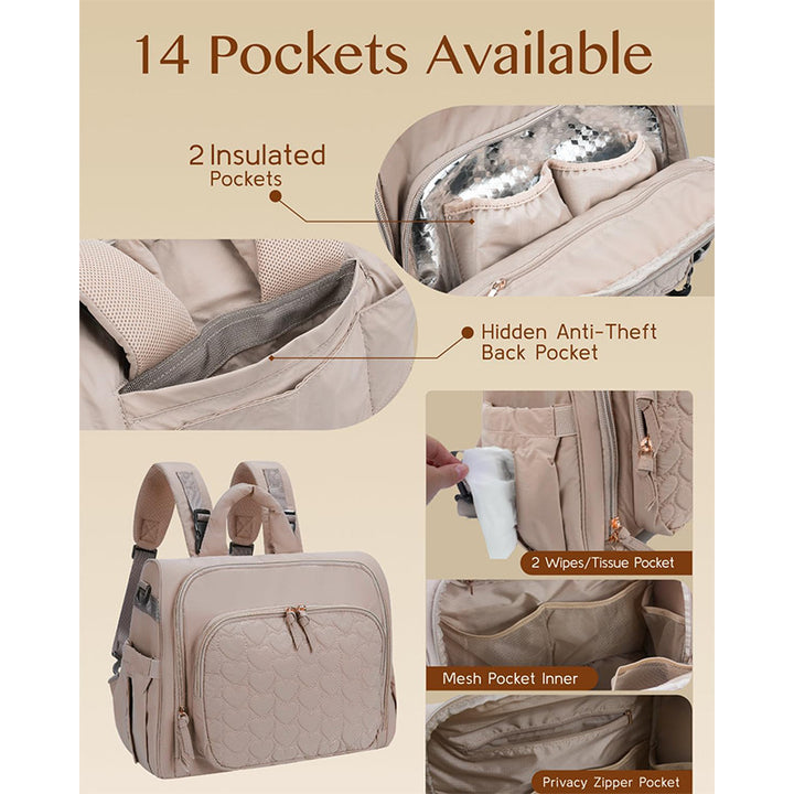 Multifunctional diaper bag with ergonomic shoulder straps Bowlift