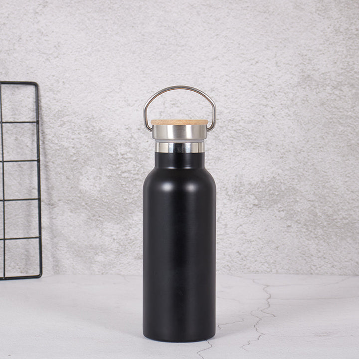 Women's Stainless Steel Water Bottle with Bamboo Lid and Carrying Handle Bowlift