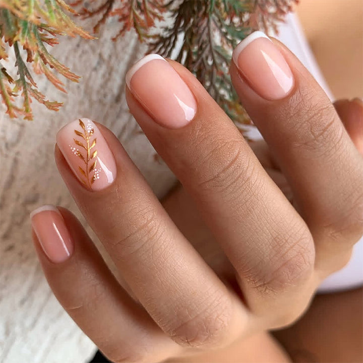 Elegant Press-On Nail Set with Floral Accent Design Bowlift