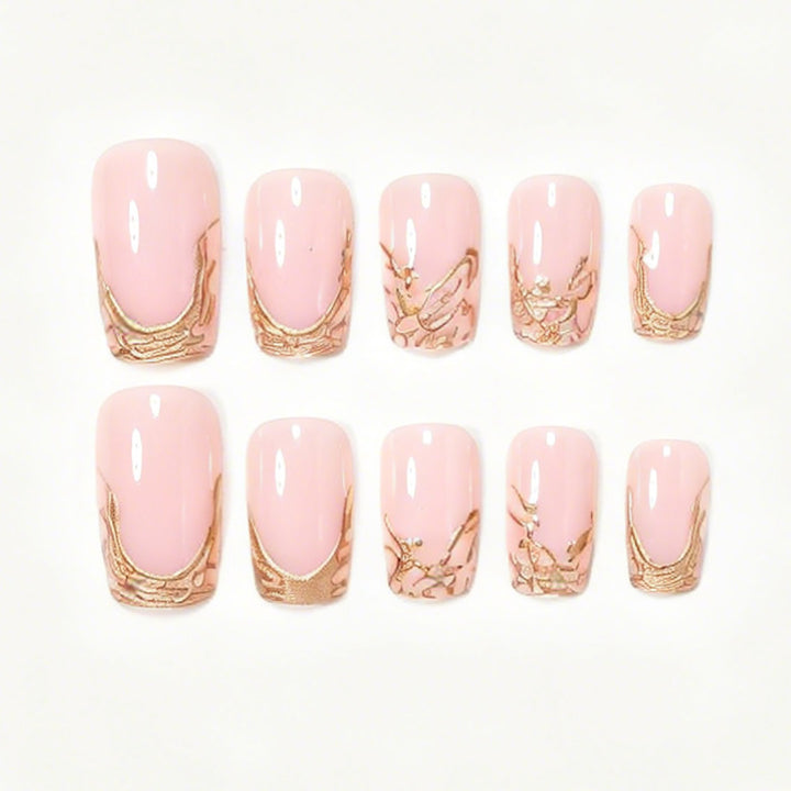 Elegant Marble Tip Acrylic Nail Set Bowlift