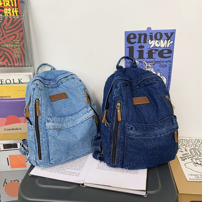 Casual Denim School Backpack Bowlift