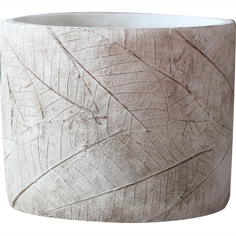 Decorative plant container made of handmade ceramic with leaf pattern Bowlift