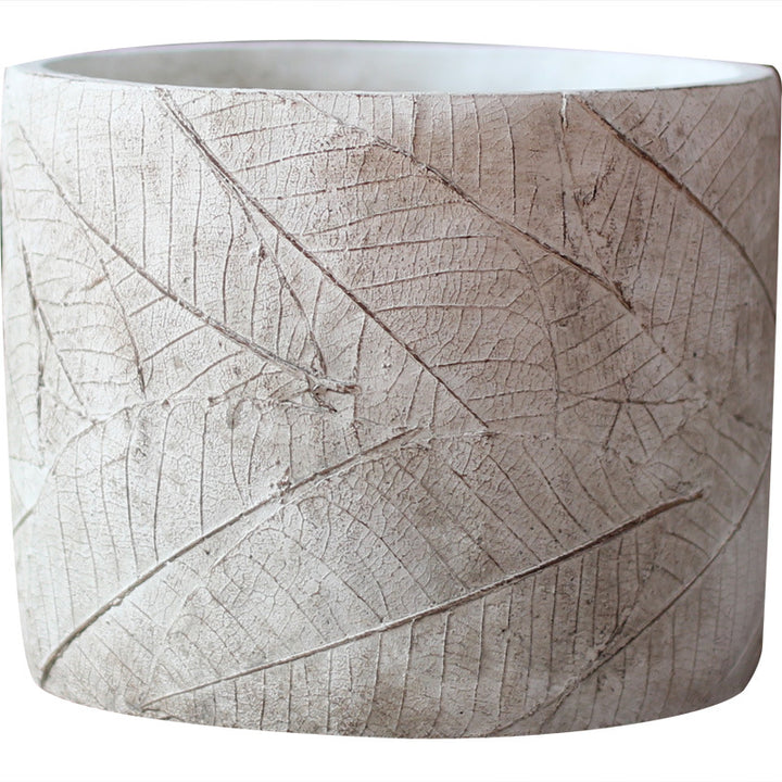 Decorative plant container made of handmade ceramic with leaf pattern Bowlift