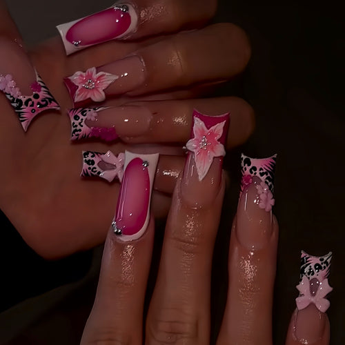 Artistic Floral Press-On Nail Art Set Bowlift